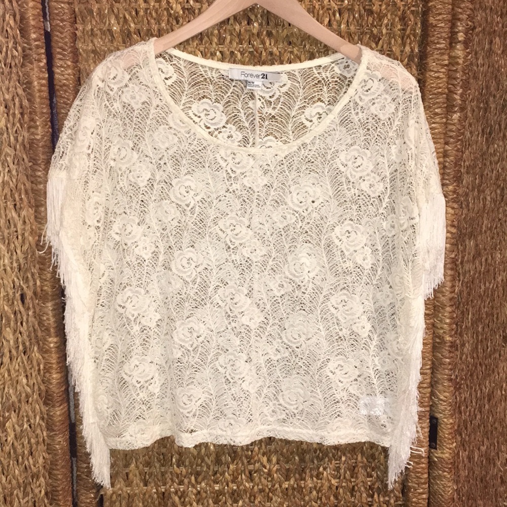 Forever 21 Lace Fringed Blouse